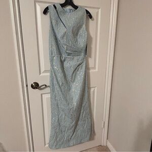 Rickie Freeman Terry Jon Blue and gold dress